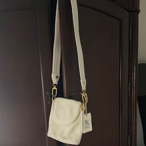 HOBO White Crossbody Bag with Gold Accents